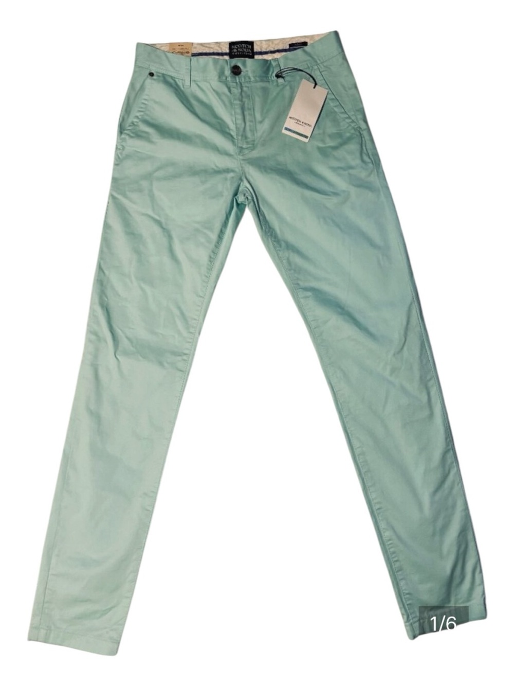 Scotch & Soda Mott Super Slim Stretch Chino – Aqua – New With Tags